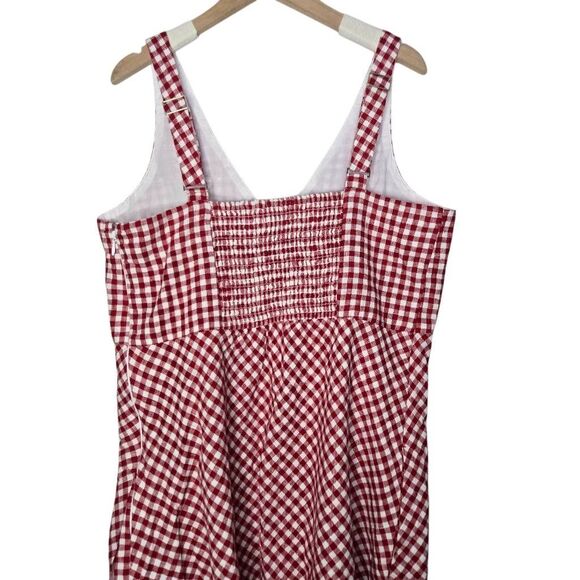 Abercrombie & Fitch V-Neck Linen-Blend Mini Dress Size Large Red White - Picture 2 of 5